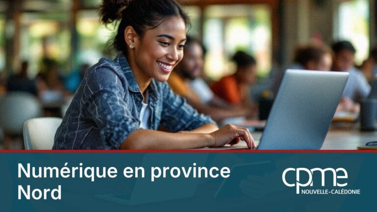 Infographie comparant la couverture numérique de la Nouvelle-Calédonie : couverture mobile 4G, objectif de raccordement fibre et déploiement des sites mobiles